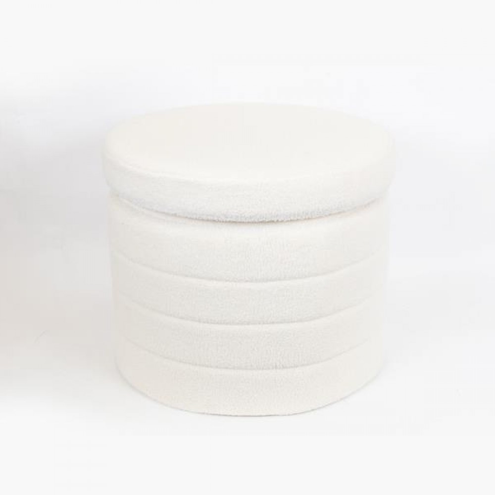 Σκαμπό από βελούδο σε χρώμα λευκό 56x56x45