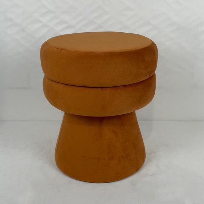 Σκαμπό από βελούδο σε χρώμα πορτοκαλί Φ35x40