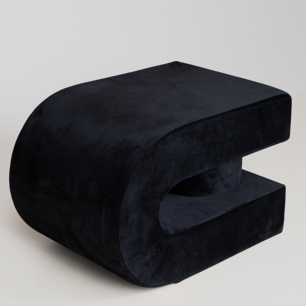 Σκαμπό από mdf/ βελούδο σε χρώμα μαύρο 60.5x40x40