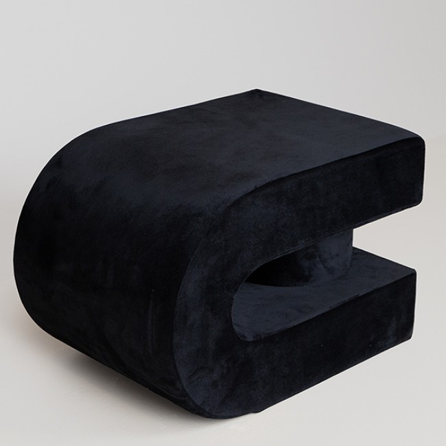 Σκαμπό από mdf/ βελούδο σε χρώμα μαύρο 60.5x40x40