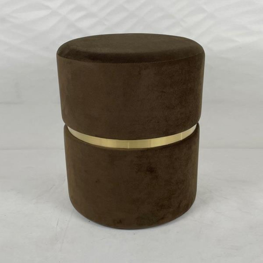 Σκαμπό από mdf/βελούδο σε χρώμα καφέ Φ31x37