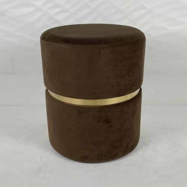 Σκαμπό από mdf/βελούδο σε χρώμα καφέ Φ31x37