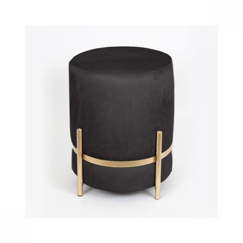 Σκαμπό από βελούδο/μέταλλο σε χρώμα μαύρο/χρυσό 36x36x42