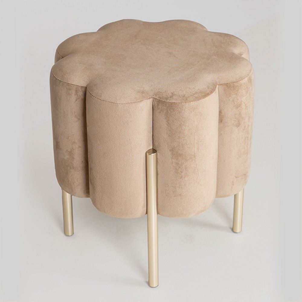 Σκαμπό από βελούδο/μέταλλο σε χρώμα μπεζ/χρυσό 39x39x40