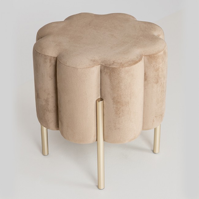 Σκαμπό από βελούδο/μέταλλο σε χρώμα μπεζ/χρυσό 39x39x40