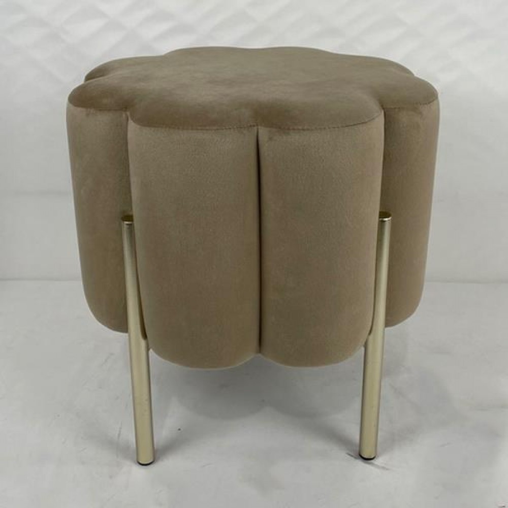 Σκαμπό από βελούδο/μέταλλο σε χρώμα μπεζ/χρυσό 39x39x40