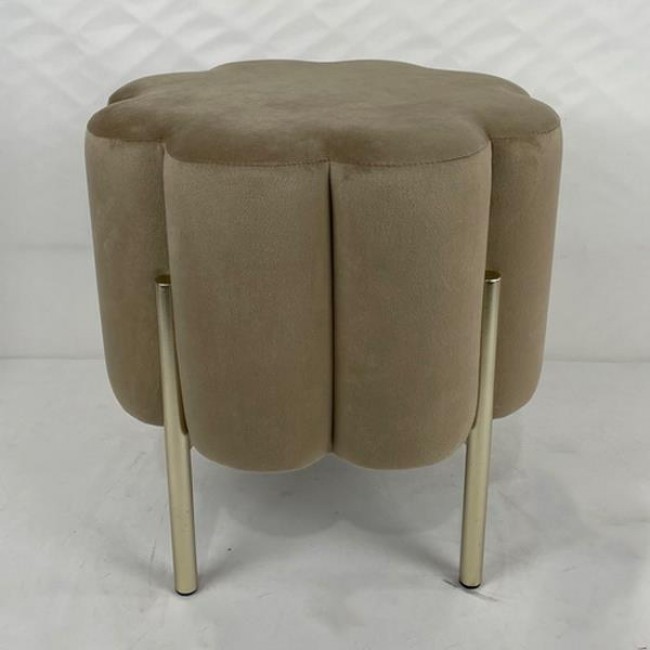 Σκαμπό από βελούδο/μέταλλο σε χρώμα μπεζ/χρυσό 39x39x40