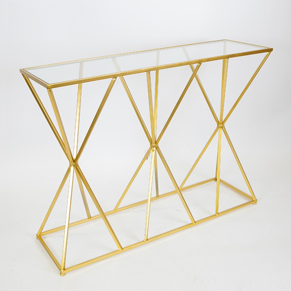 Κονσόλα από μέταλλο/γυαλί σε χρώμα χρυσό 107x32x78