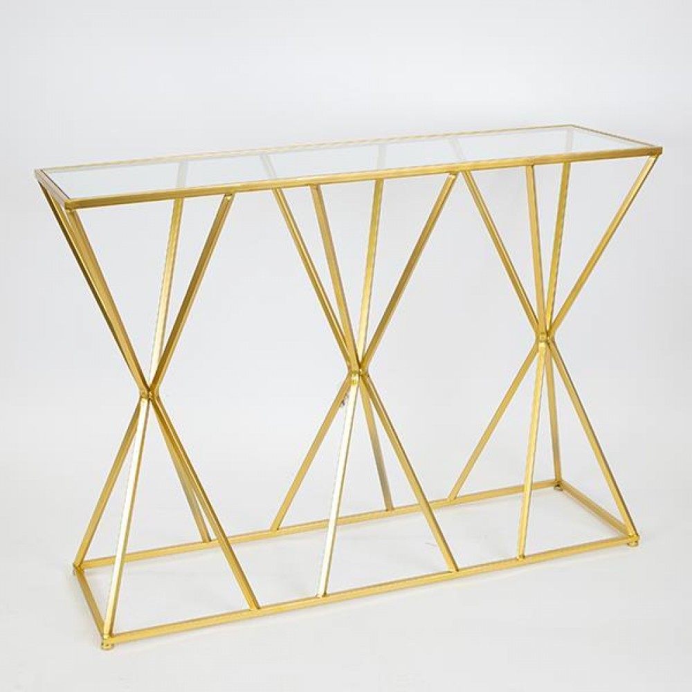 Κονσόλα από μέταλλο/γυαλί σε χρώμα χρυσό 107x32x78