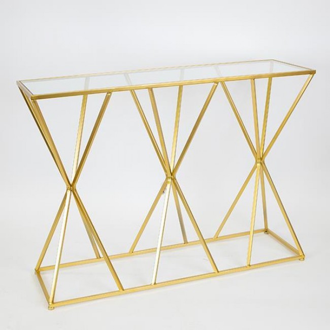 Κονσόλα από μέταλλο/γυαλί σε χρώμα χρυσό 107x32x78