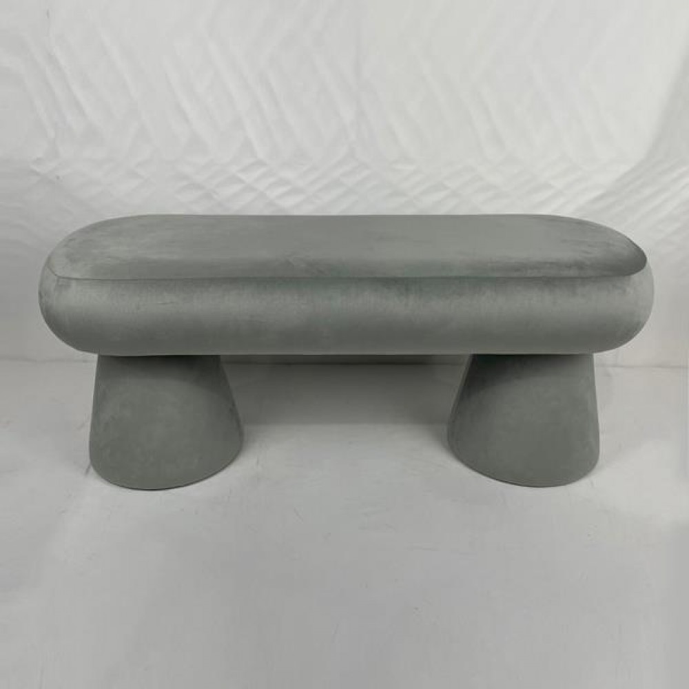 Ταμπουρέ από βελούδο/mdf σε χρώμα γκρι 98x37x40