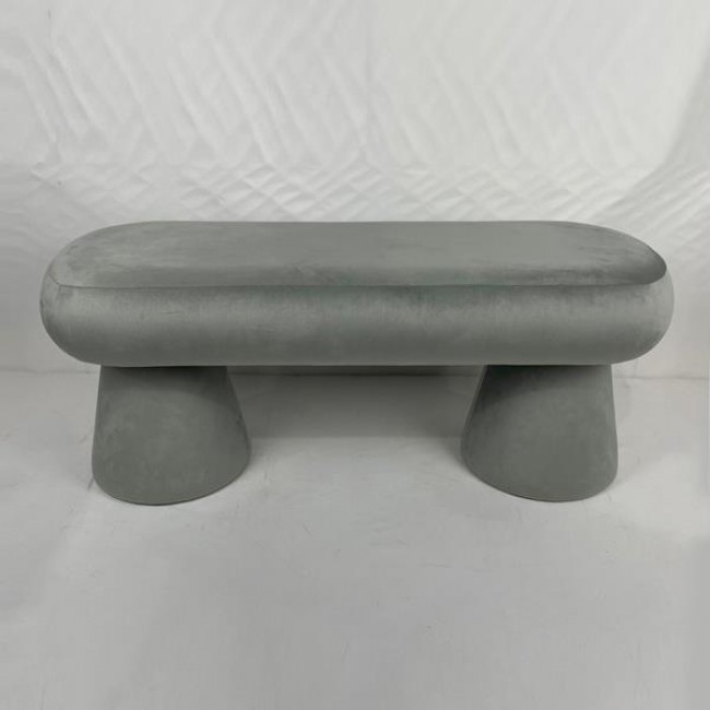 Ταμπουρέ από βελούδο/mdf σε χρώμα γκρι 98x37x40