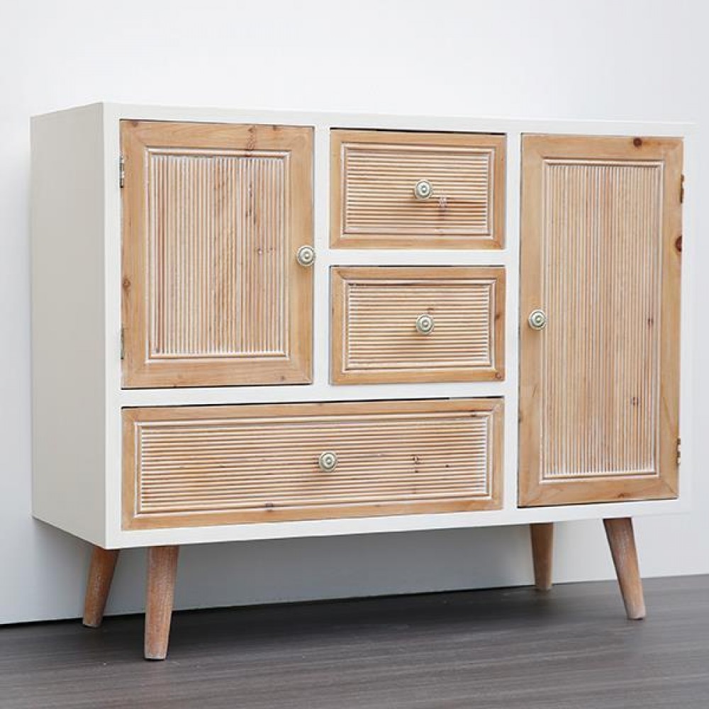 Μπουφές από ξύλο σε χρώμα φυσικό/λευκό 90x33.5x72