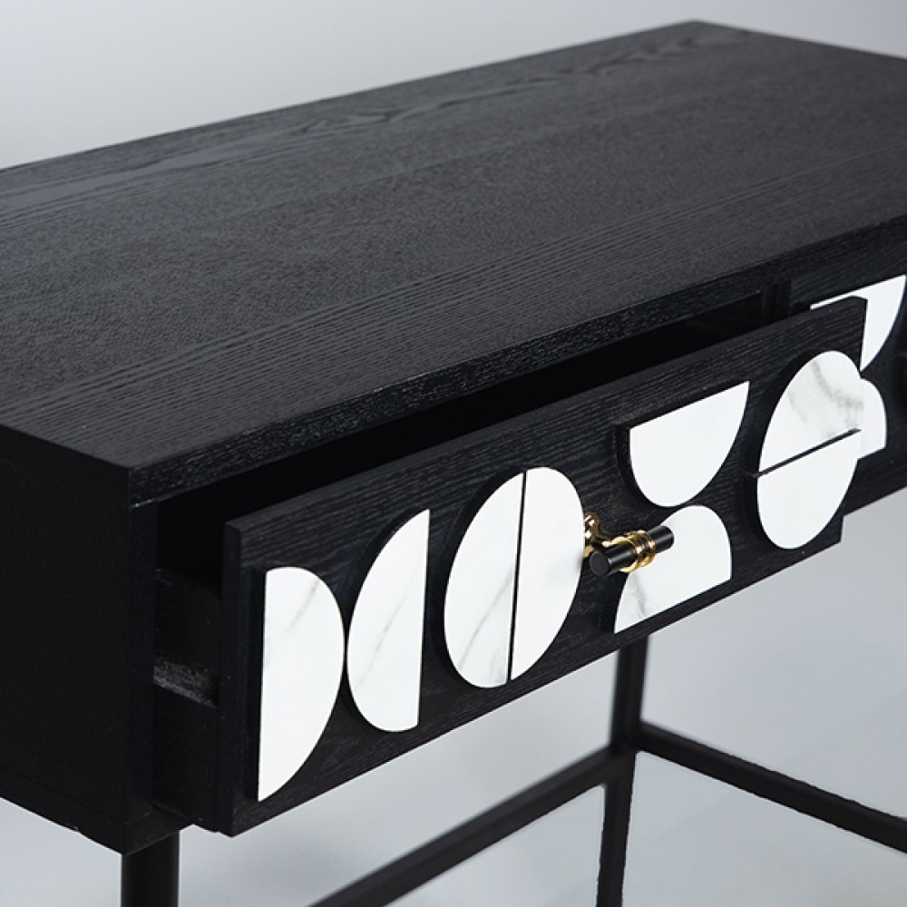 Κονσόλα από ξύλο σε χρώμα μαύρο/λευκό 100x40x77