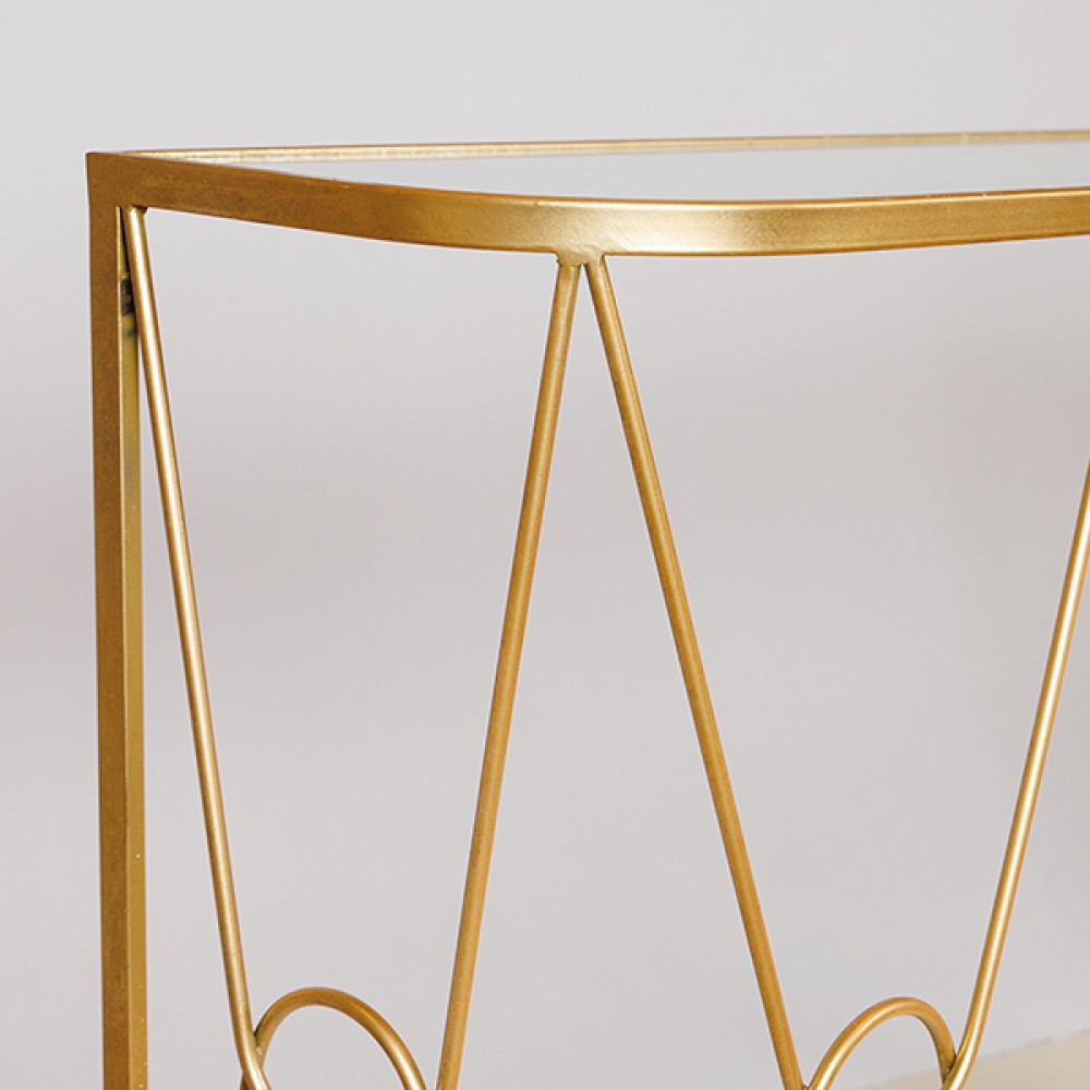 Κονσόλα 2τμχ από μέταλλο/γυαλί σε χρώμα χρυσό/μαύρο 100x30x75