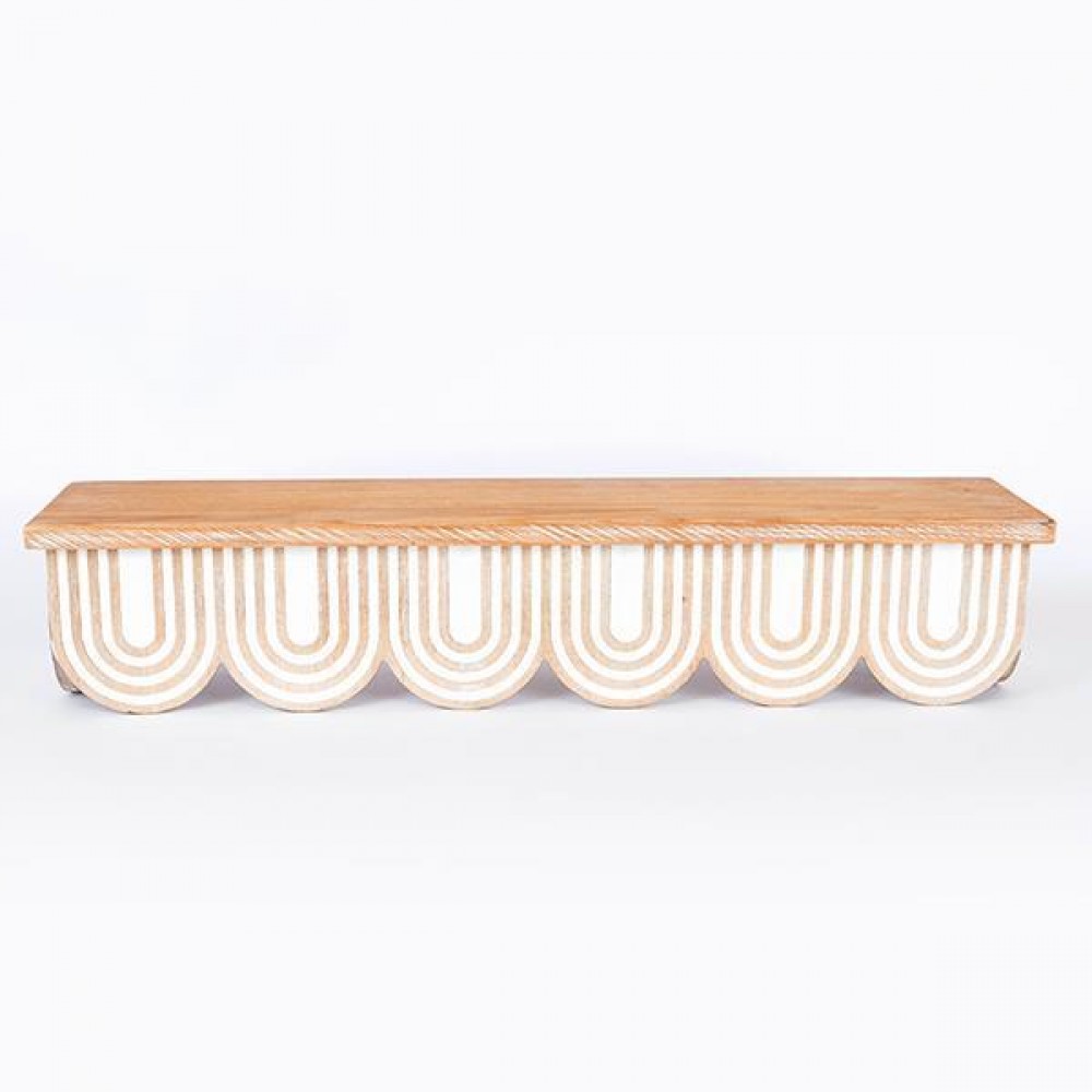 Ράφι από ξύλο σε χρώμα φυσικό/λευκό 60x13x12
