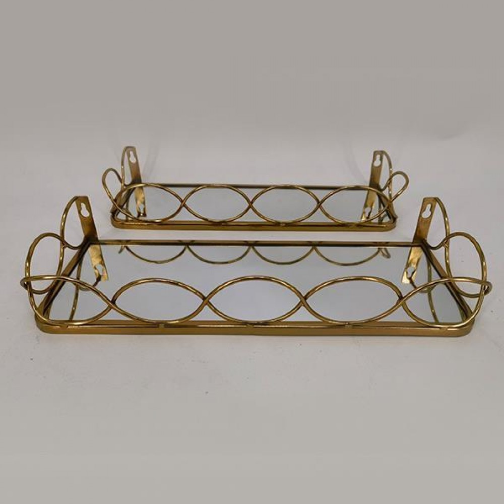 Σετ ράφια 2τμχ από μέταλλο σε χρώμα χρυσό 40x15.5x6.5