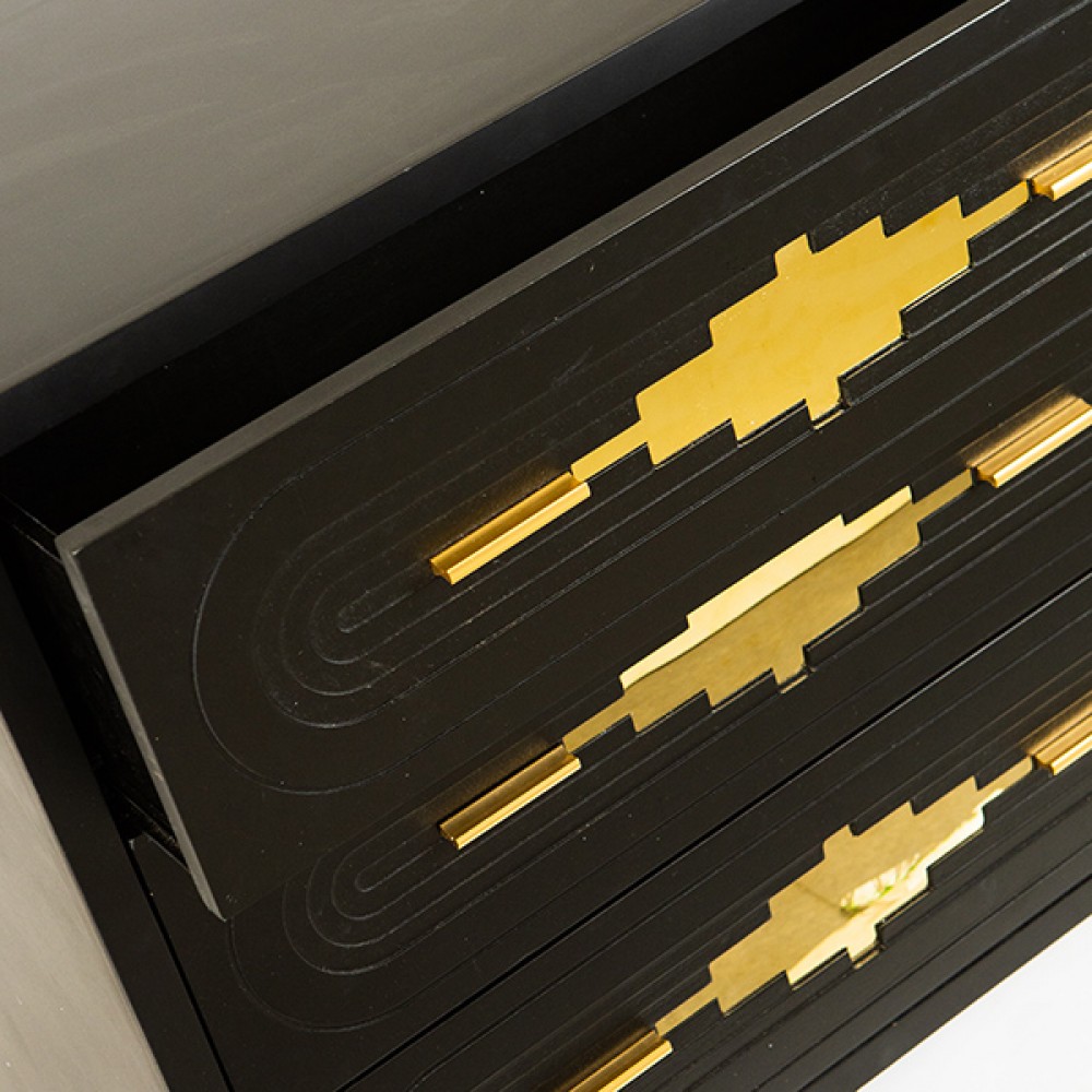 Συρταριέρα από ξύλο/μέταλλο σε χρώμα μαύρο/χρυσό 80x40x80