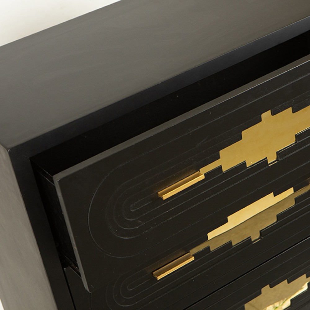Συρταριέρα από ξύλο/μέταλλο σε χρώμα μαύρο/χρυσό 80x40x80