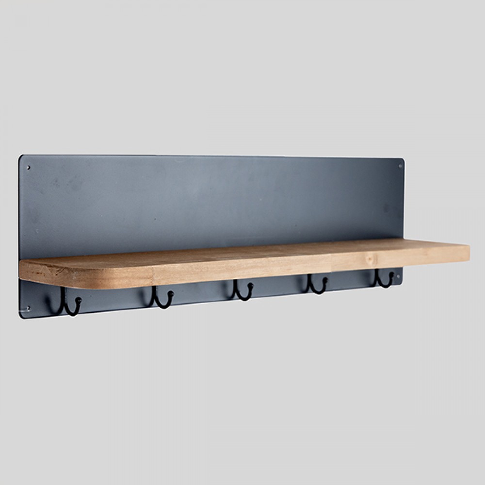 Ράφι τοίχου από μέταλλο σε χρώμα μαύρο 60x11x15