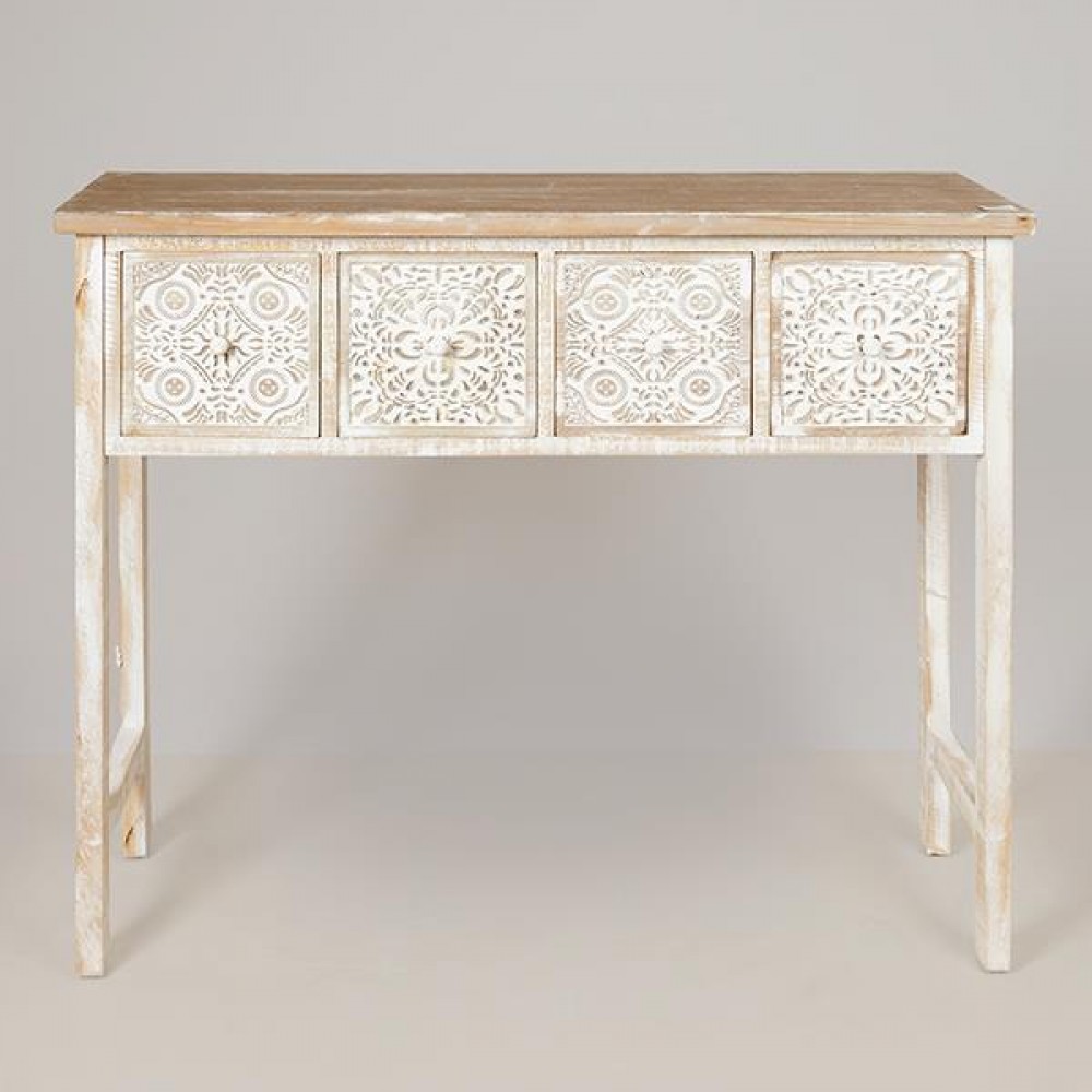 Κονσόλα σε χρώμα λευκό με σχέδιο 103.5x32x81