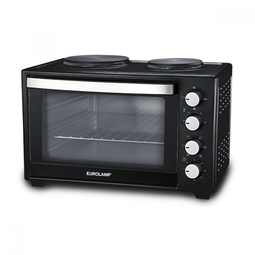Ηλεκτρικό φουρνάκι 38L με δύο εστίες σε χρώμα μαύρο 3200W