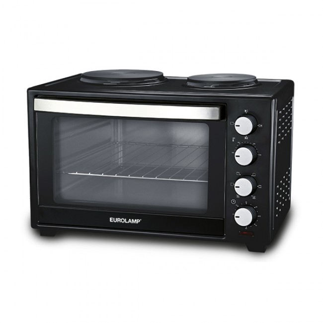 Ηλεκτρικό φουρνάκι 38L με δύο εστίες σε χρώμα μαύρο 3200W