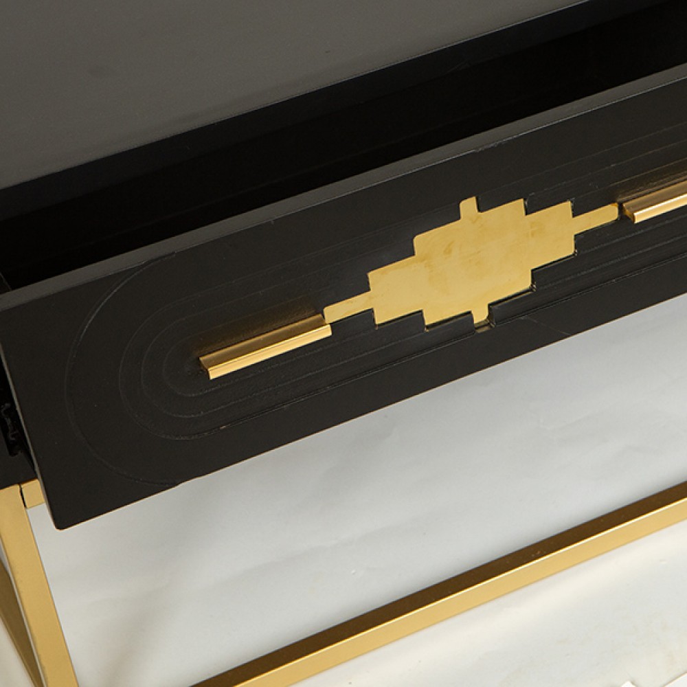 Τραπέζι σαλονιού από ξύλο/μέταλλο σε χρώμα μαύρο/χρυσό 120x60x45