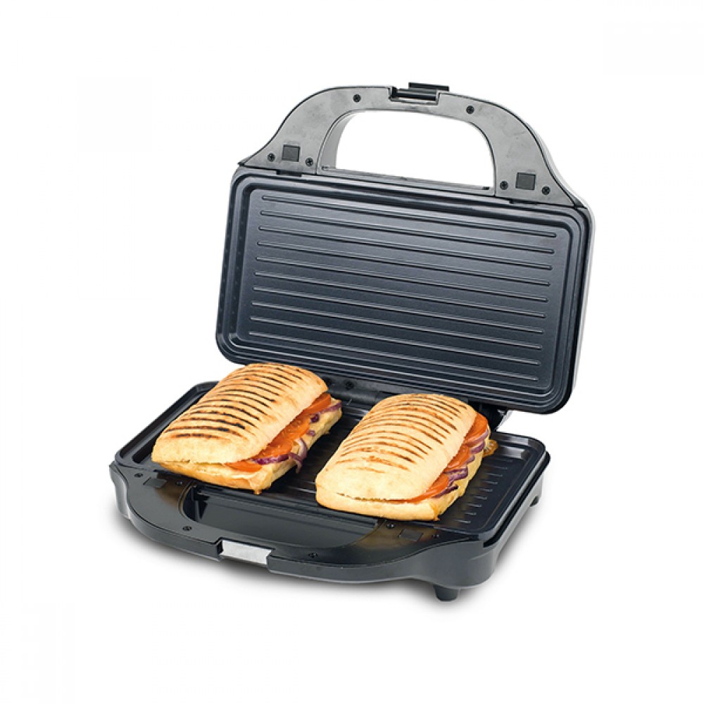 Τοστιέρα 2 θέσεων από ανοξείδωτο ατσάλι/πλαστικό σε χρώμα μαύρο 900W