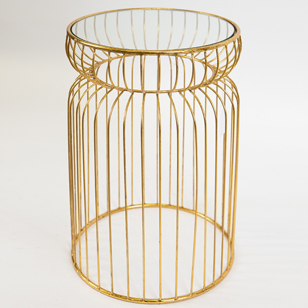 Τραπέζι βοηθητικό από μέταλλο/γυαλί σε χρώμα χρυσό 35x35x51