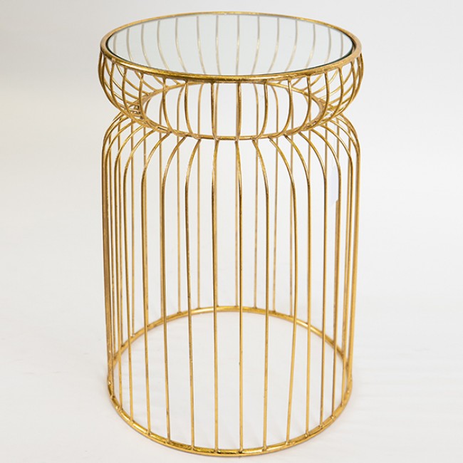 Τραπέζι βοηθητικό από μέταλλο/γυαλί σε χρώμα χρυσό 35x35x51