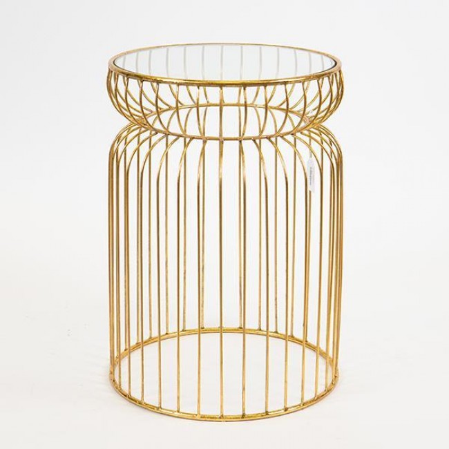 Τραπέζι βοηθητικό από μέταλλο/γυαλί σε χρώμα χρυσό 35x35x51