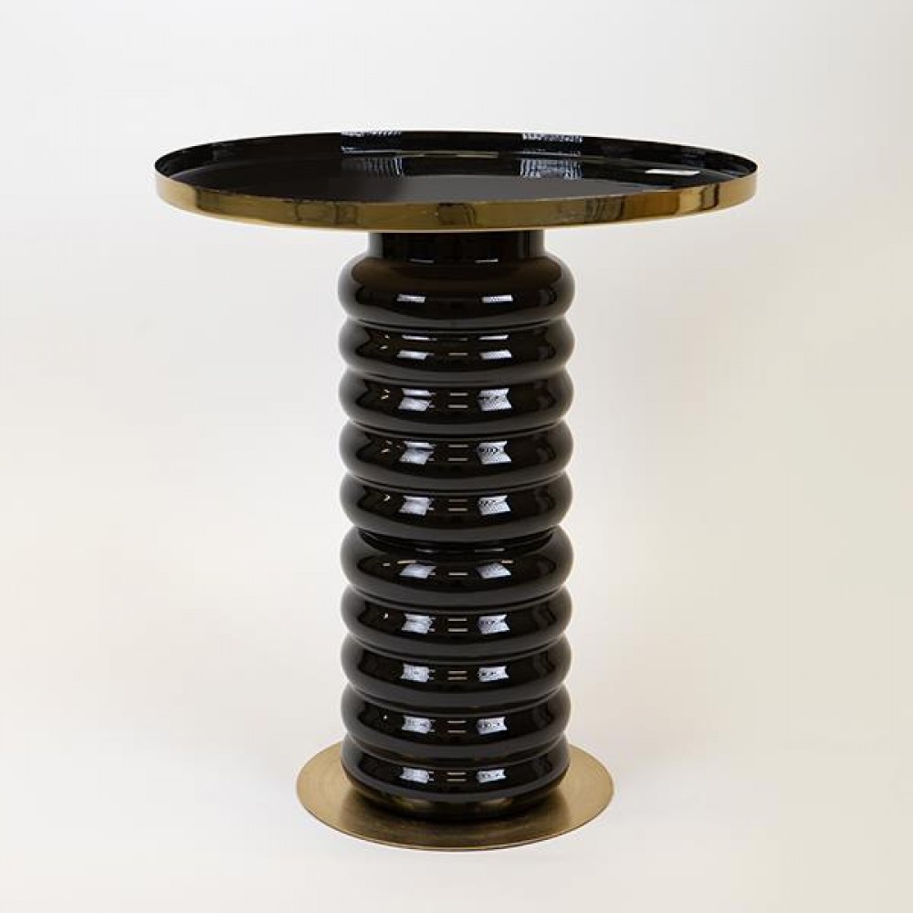 Τραπέζι βοηθητικό από μέταλλο σε χρώμα μαύρο/χρυσό 46x46x50