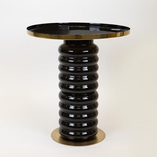 Τραπέζι βοηθητικό από μέταλλο σε χρώμα μαύρο/χρυσό 46x46x50