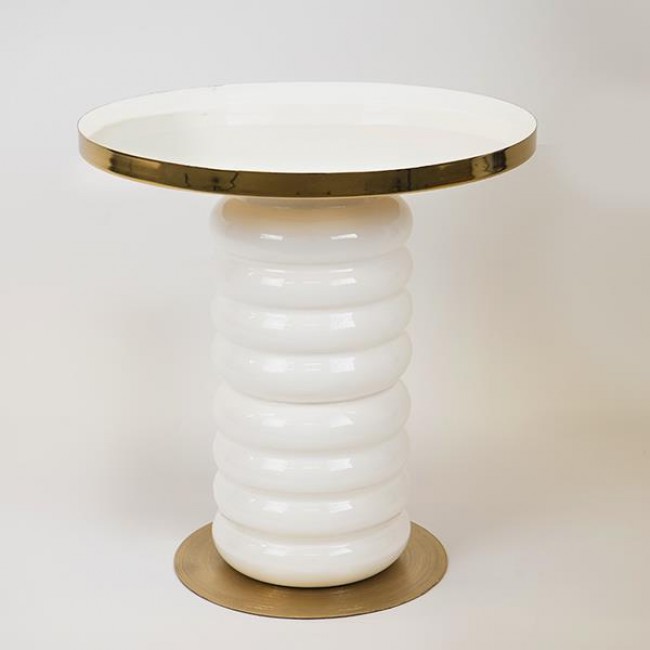 Τραπέζι βοηθητικό από μέταλλο σε χρώμα λευκό/χρυσό 41x41x40