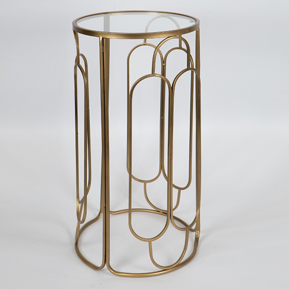 Σετ τραπέζια 2τμχ από μέταλλο σε χρώμα χρυσό Φ36x70