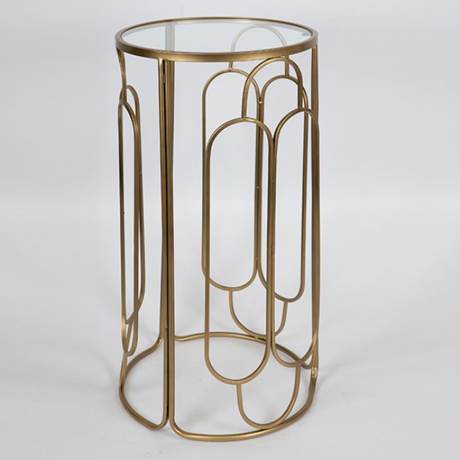 Σετ τραπέζια 2τμχ από μέταλλο σε χρώμα χρυσό Φ36x70