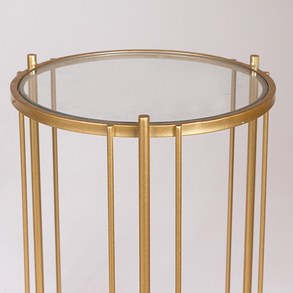 Σετ τραπέζια 2τμχ από μέταλλο σε χρώμα χρυσό Φ42x67