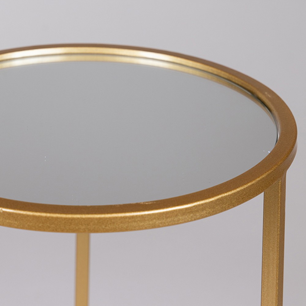 Σετ τραπέζια 2τμχ από μέταλλο σε χρώμα χρυσό Φ38x55.5