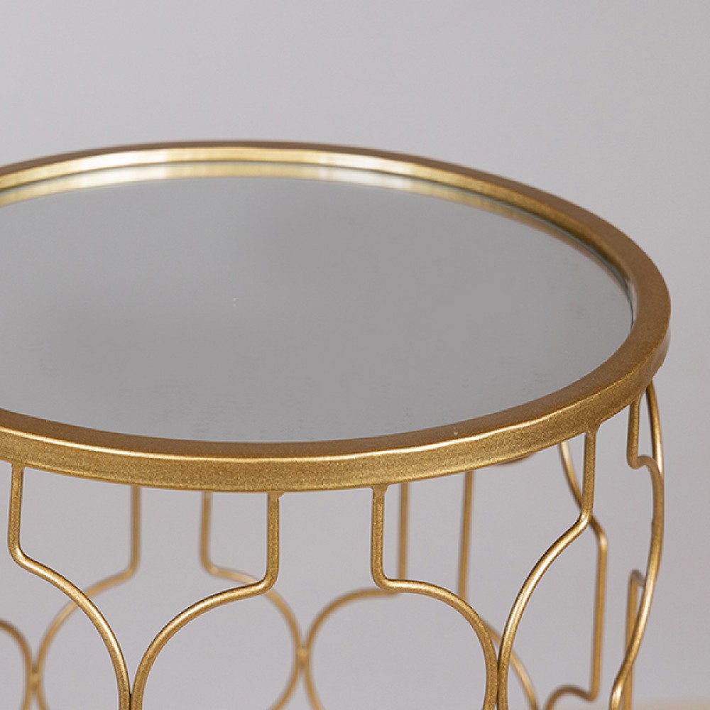 Σετ τραπέζια 2τμχ από μέταλλο σε χρώμα χρυσό Φ38x55.5