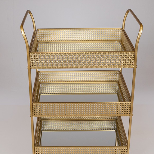 Τρόλεϊ από μέταλλο σε χρώμα χρυσό 54x33x84