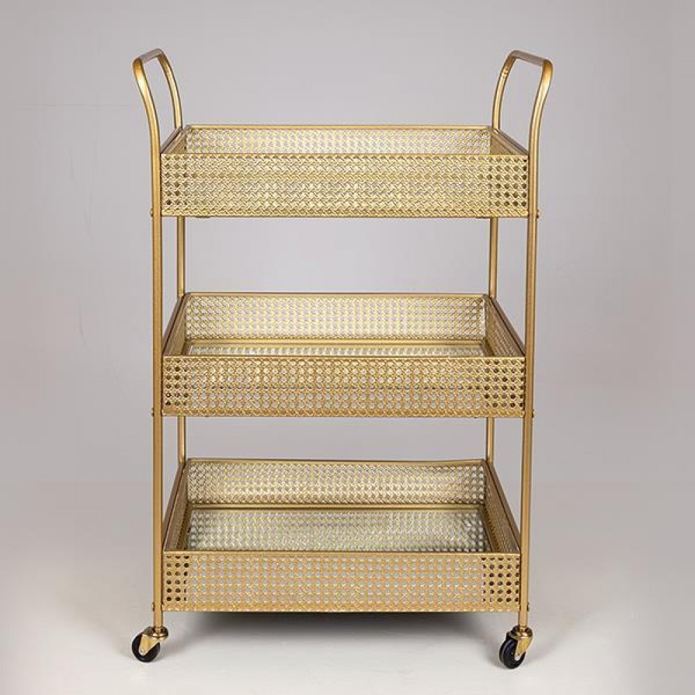 Τρόλεϊ από μέταλλο σε χρώμα χρυσό 54x33x84