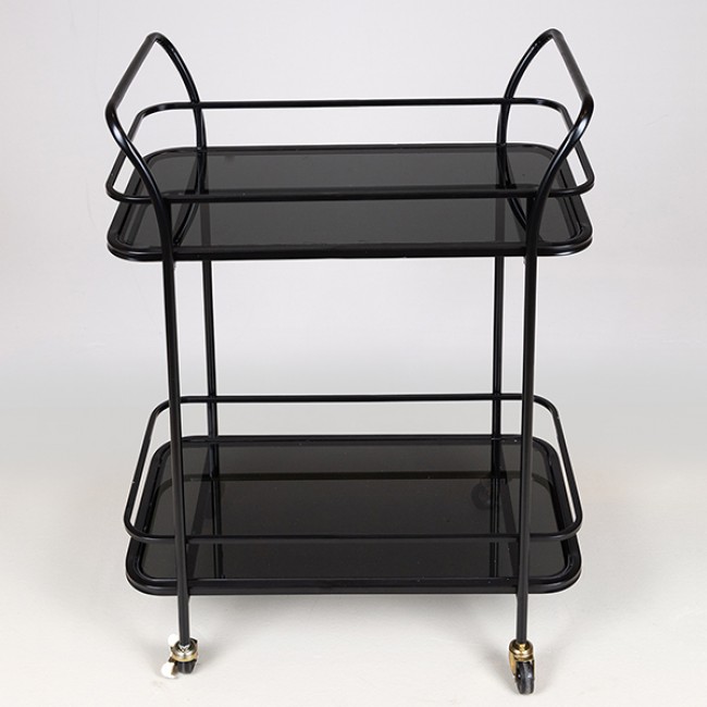 Τρόλεϊ από μέταλλο/γυαλί σε χρώμα μαύρο 54x33x84