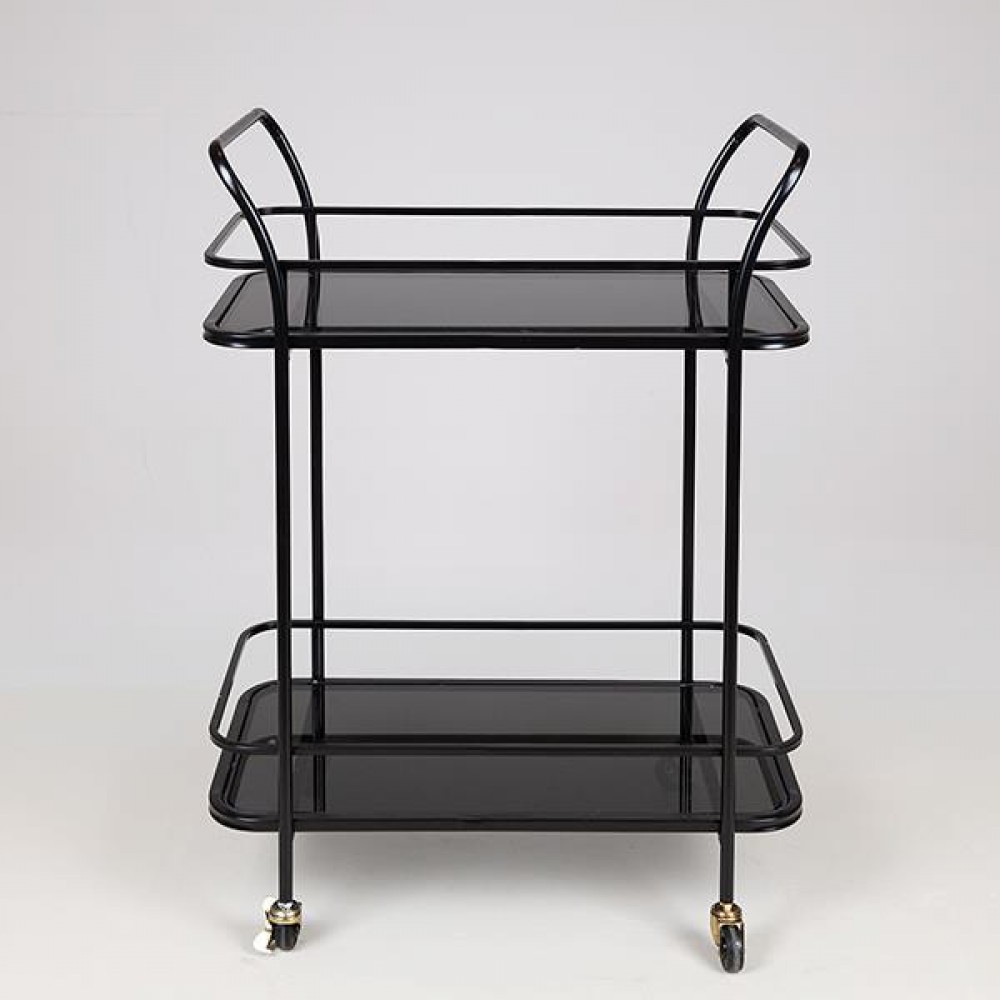 Τρόλεϊ από μέταλλο/γυαλί σε χρώμα μαύρο 54x33x84