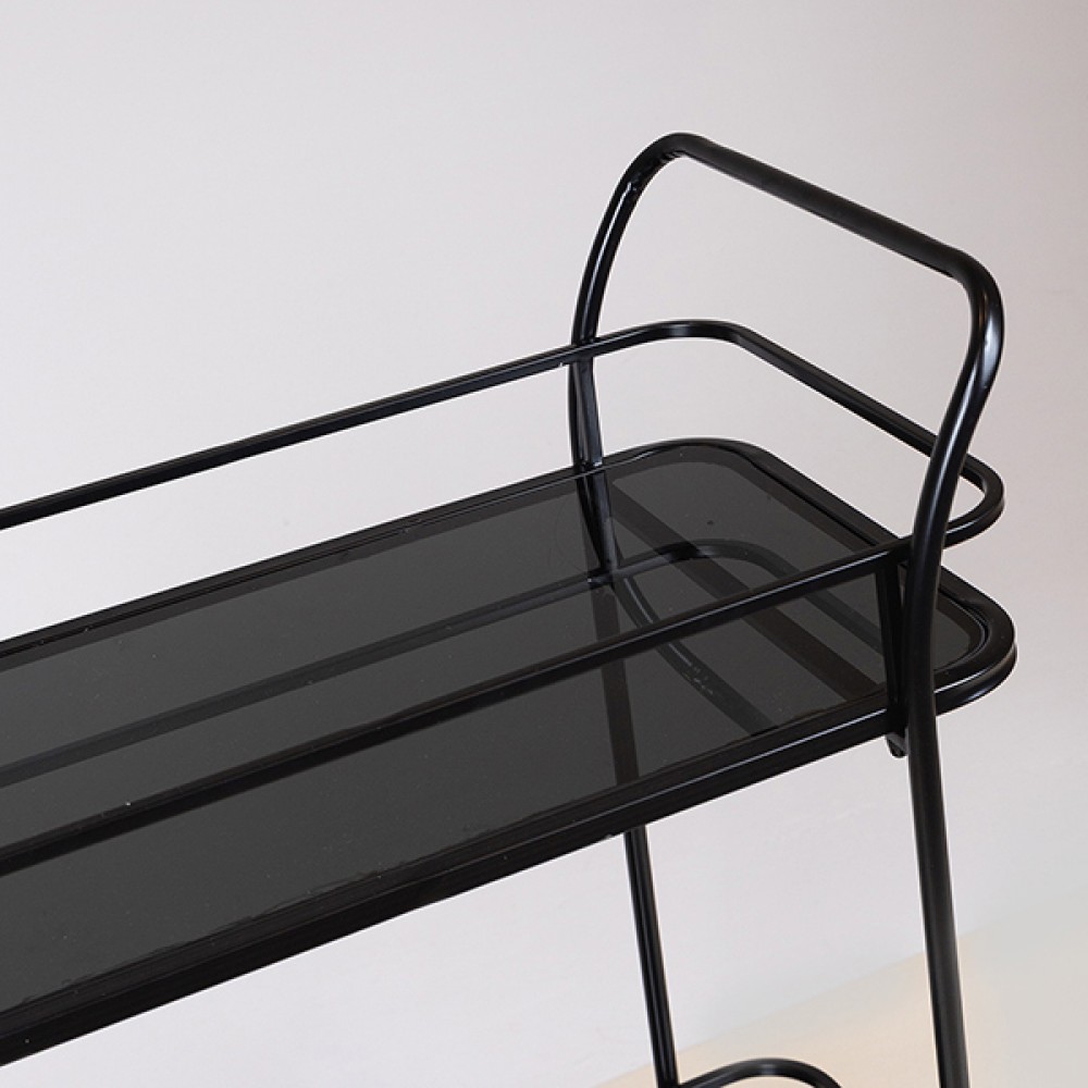 Τρόλεϊ από μέταλλο/γυαλί σε χρώμα μαύρο 54x33x84