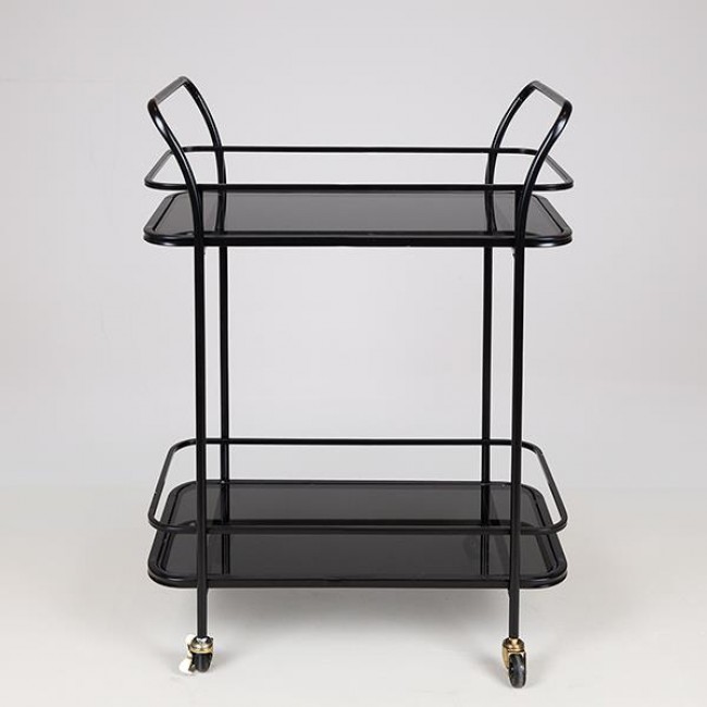 Τρόλεϊ από μέταλλο/γυαλί σε χρώμα μαύρο 54x33x84