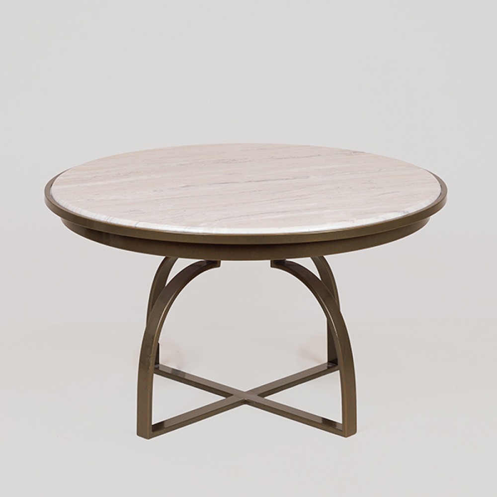 Τραπέζι από μέταλλο σε χρώμα χρυσό/λευκό Φ70x40