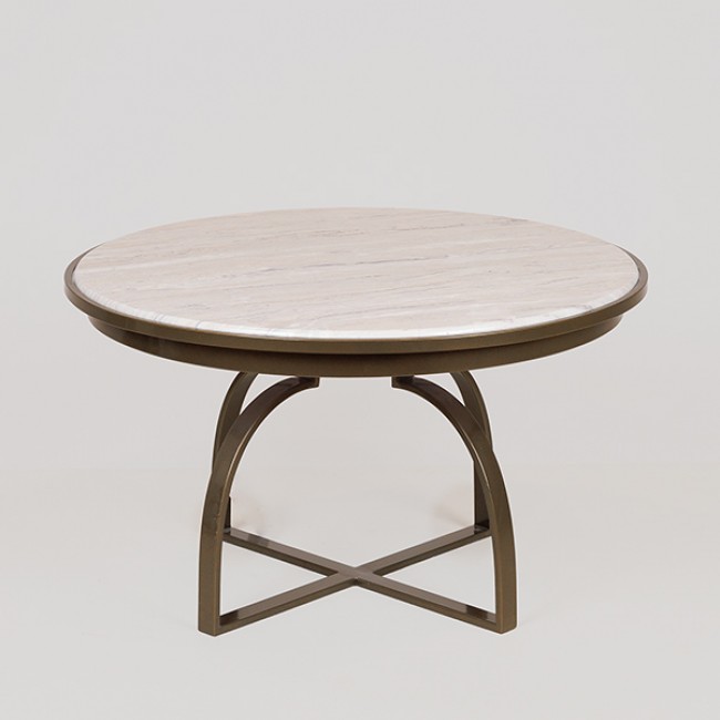 Τραπέζι από μέταλλο σε χρώμα χρυσό/λευκό Φ70x40