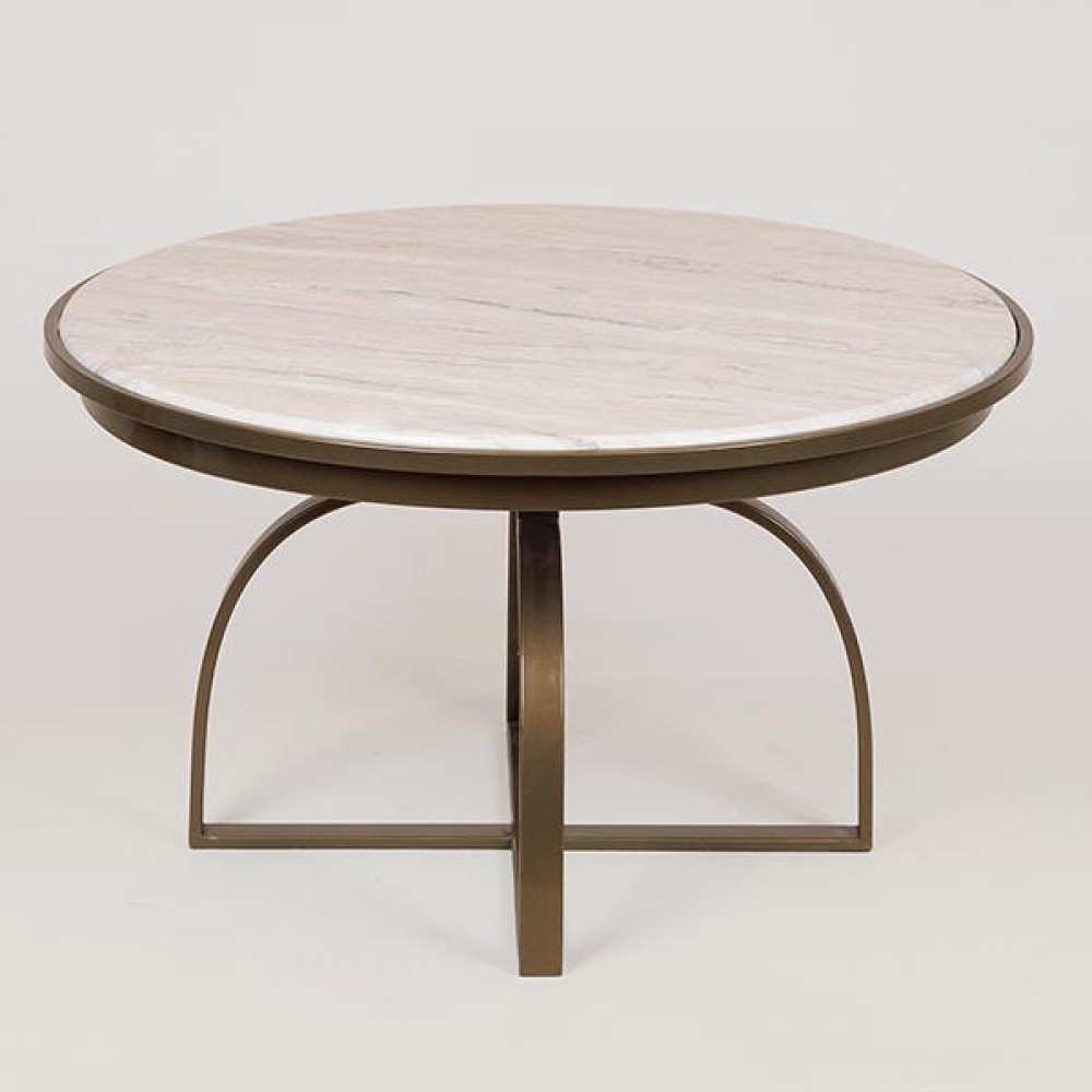 Τραπέζι από μέταλλο σε χρώμα χρυσό/λευκό Φ70x40