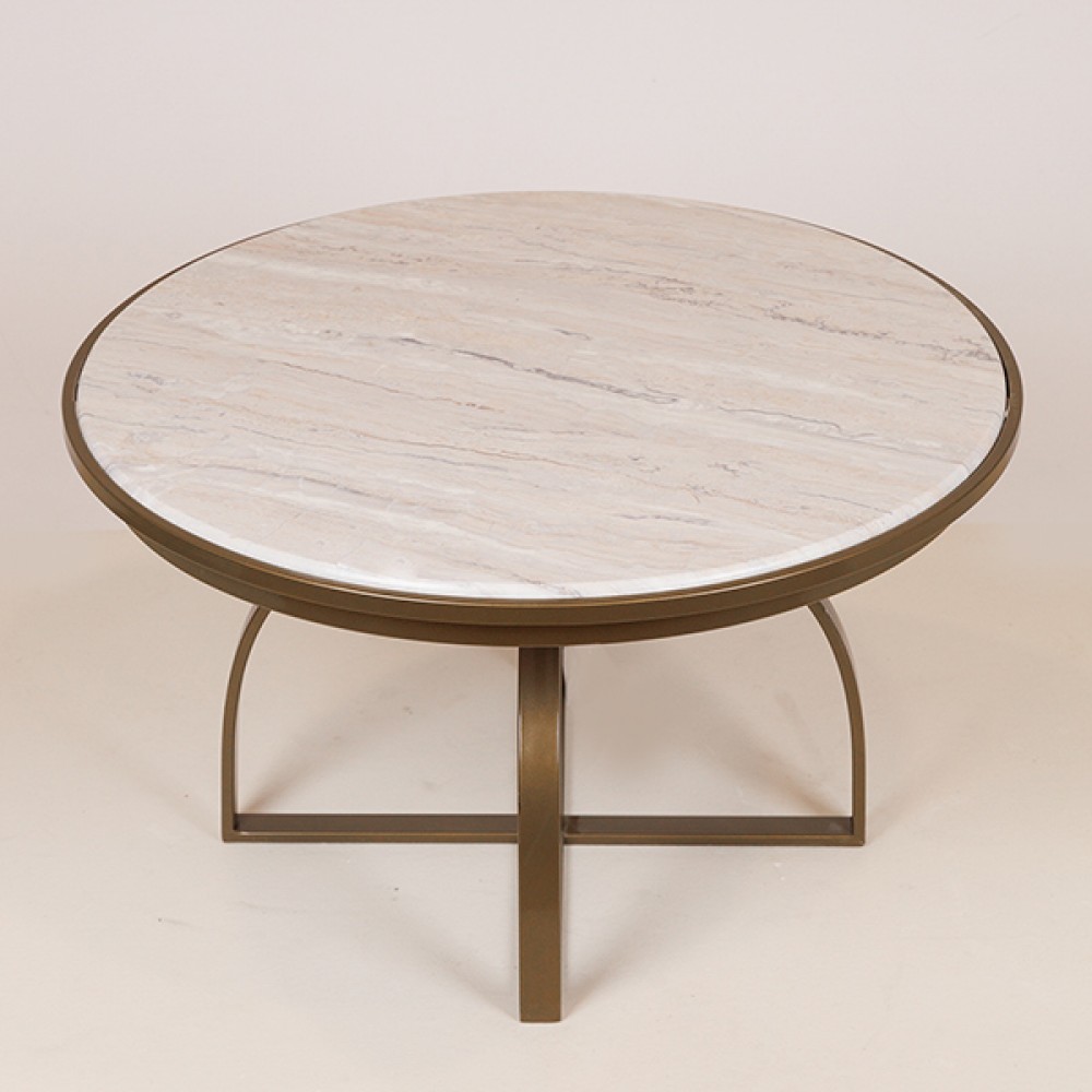 Τραπέζι από μέταλλο σε χρώμα χρυσό/λευκό Φ70x40